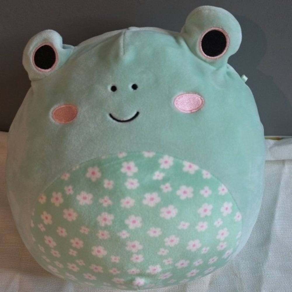 Squishmallows Fritz the Frog 11 Inch Mint Green Floral Belly Plush Kellytoy